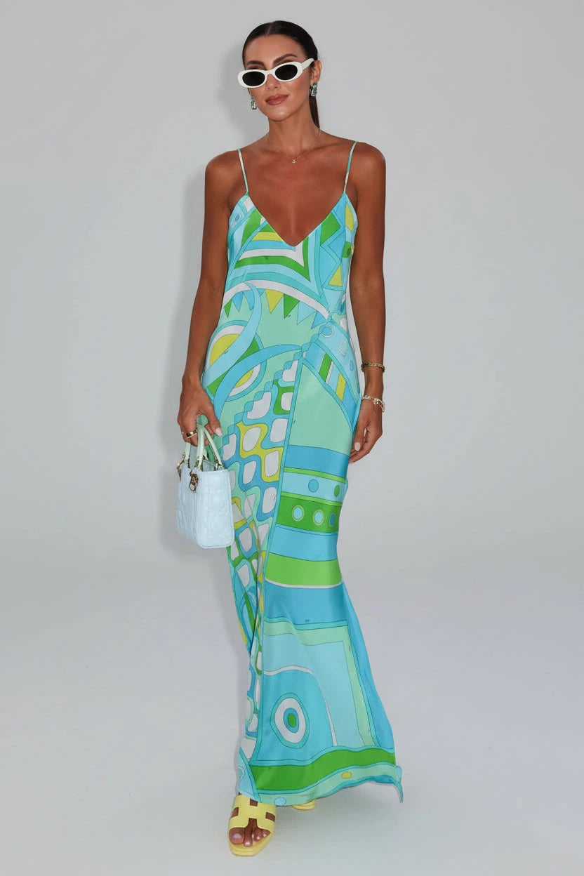 VESTIDO LARGO CHIC ABSTRACTO