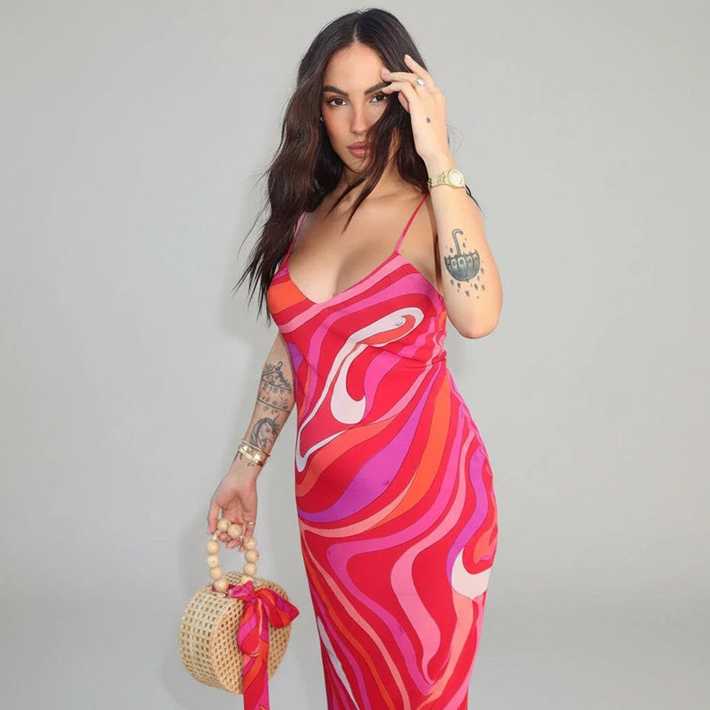 VESTIDO LARGO CHIC ABSTRACTO
