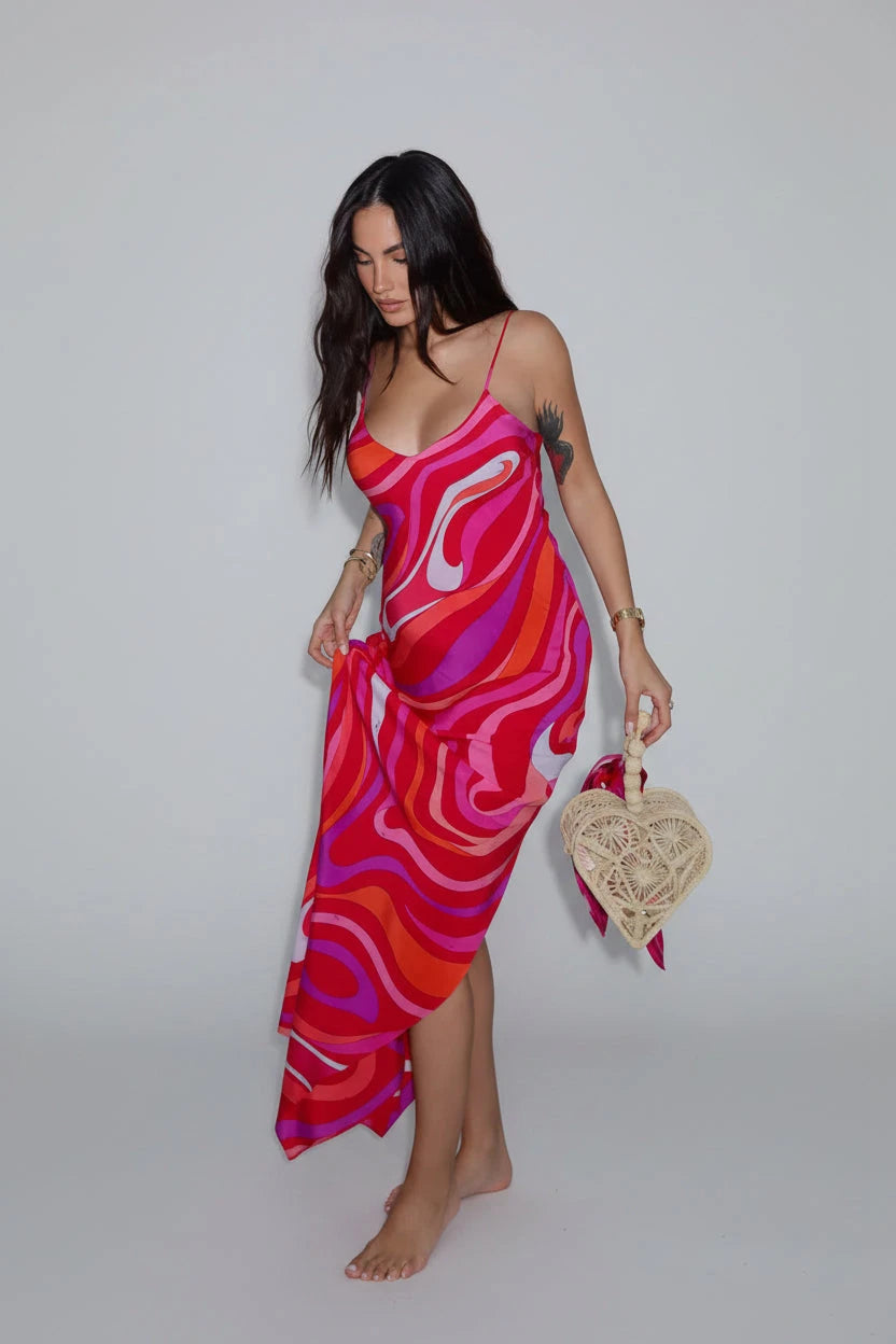 VESTIDO LARGO CHIC ABSTRACTO