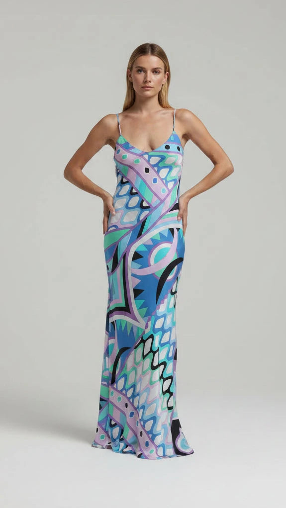 VESTIDO LARGO CHIC ABSTRACTO