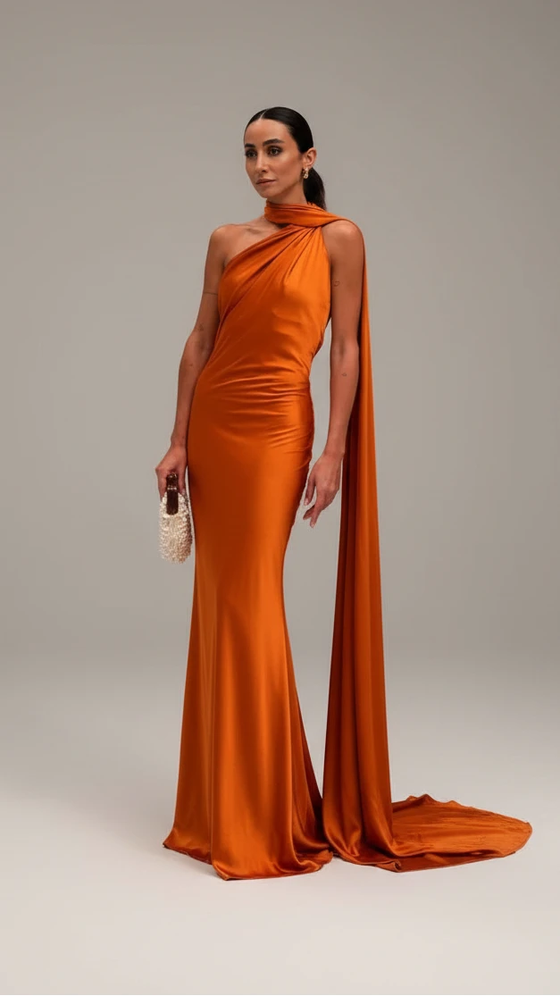 VESTIDO DE FIESTA SATINADO CON LAZO