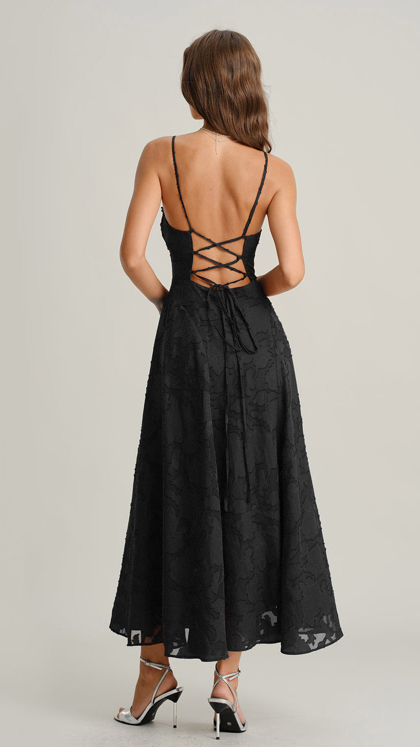 Vestido La Breña | Tejido Jacquard Negro